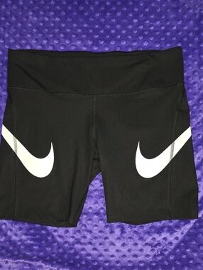 Nike Black Women's Bike Shorts with White Swoosh